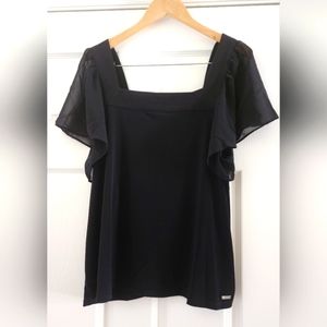 Calvin Klein Black Sheer Sleeved Blouse. Size XL